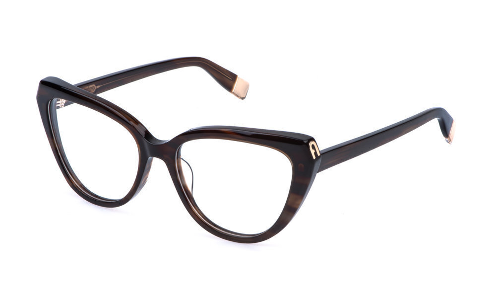 FURLA OPTICAL VFU989 Eyeglasses BROWN STRIPED HAVANA (07HL) 54mm